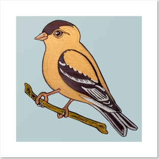 American Goldfinch Yellow Bird on Branch Posters and Art